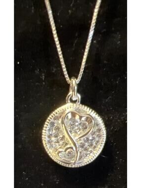 New Sterling Silver - LA ROCKS Double Heart Love Grows Pendant 18" Necklace